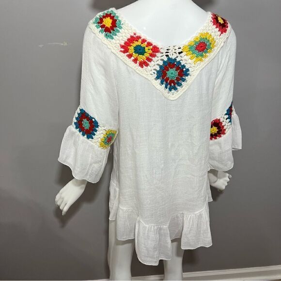 LTX Sportswear Gauze Granny Square Crochet Coverup - M - Picture 8 of 11